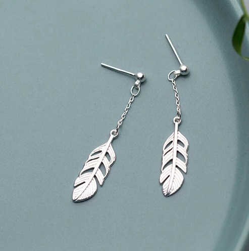 levél lógós fülbevaló ezüst 925 brillmania.hu webáruház webshop ékszer női