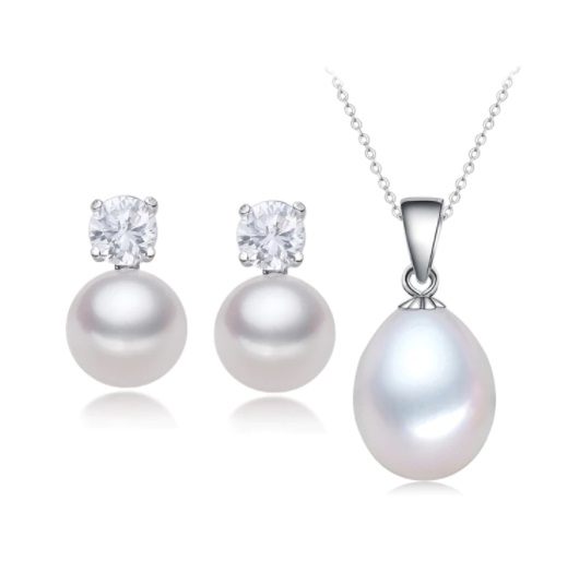 gyöngy fehér kicsi ezüst női fülbevaló és nyaklánc szettékszer webáruház webshop brillmánia 1