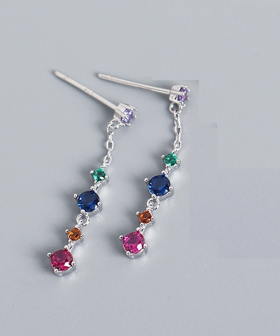 ezüst fülbevaló színes kövekkel