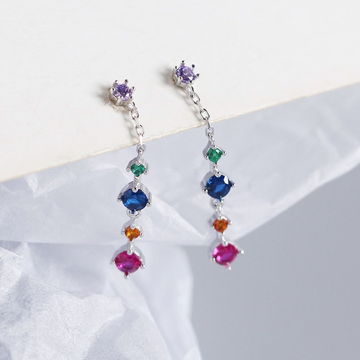 ezüst fülbevaló színes kövekkel