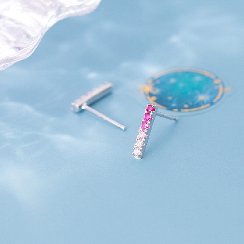 ombre pink ezüst fülbeval