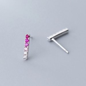 ombre pink ezüst fülbeval