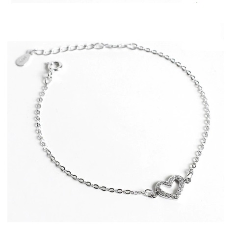 csillogó szív ezüst karkötő