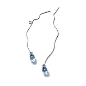 hosszú kék kristályos ezüst fülbevaló
