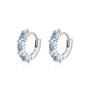 kék fehér cirkon ezüst fülbevaló