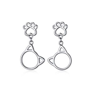 cica fej és tappancs ezüst fülbevaló