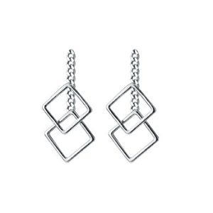 játékos négyzetek ezüst fülbevaló