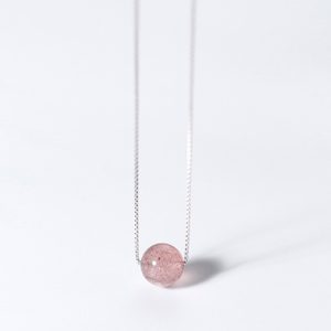 rózsaszín kristályos ezüst nyaklánc