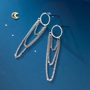 tripla láncos ezüst fülbevaló