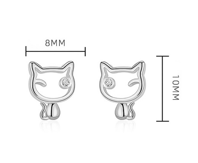 kacsintó cicák ezüst fülbevaló