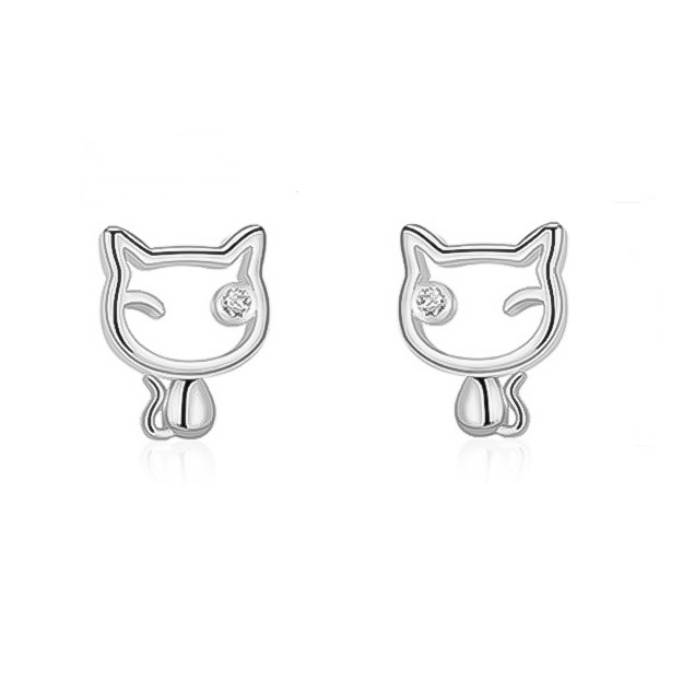 kacsintó cicák ezüst fülbevaló