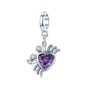 lila rák ezüst charm