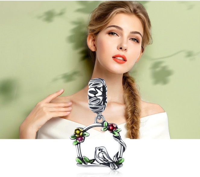 madárka ezüst charm