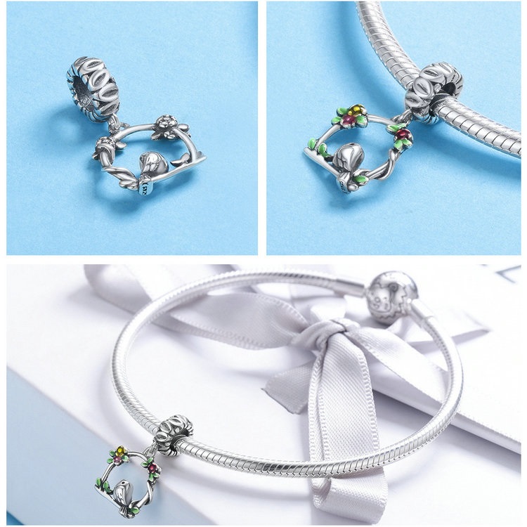 madárka ezüst charm