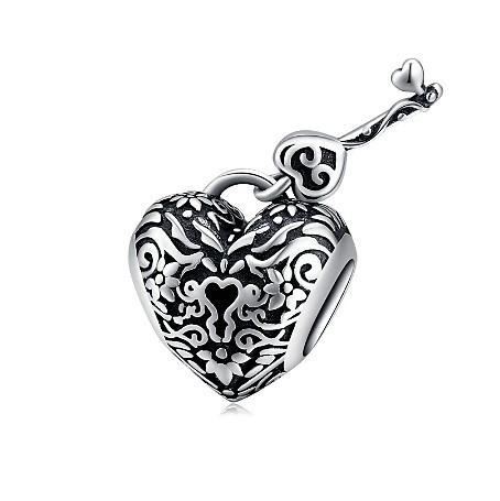 szív és kulcs ezüst charm